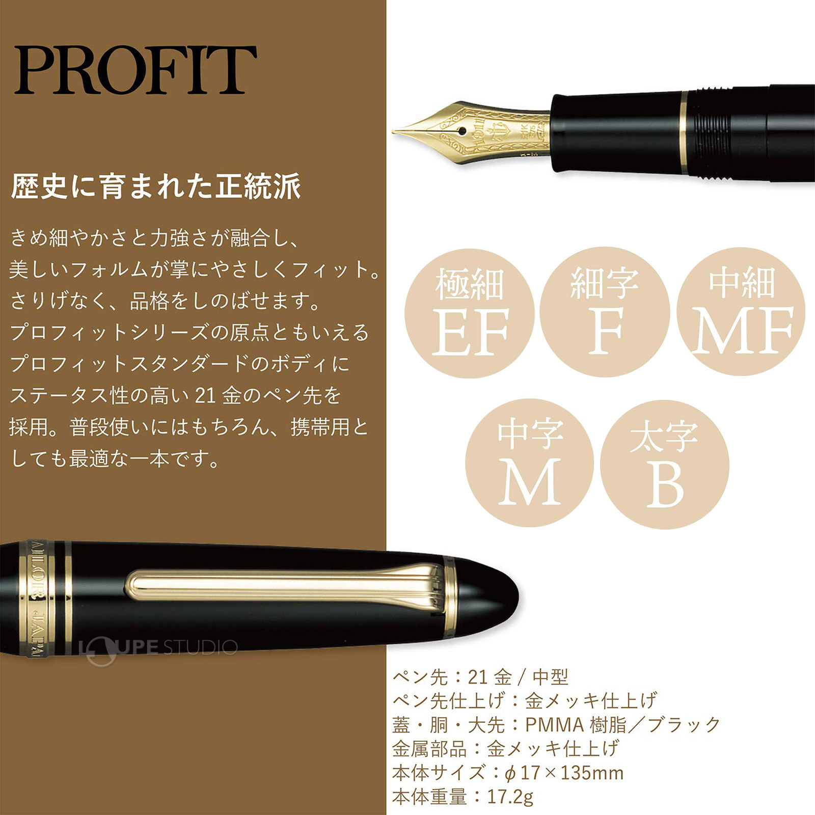 sailor セーラー 万年筆 オーストリッチ 茶 ペン先 18k ①