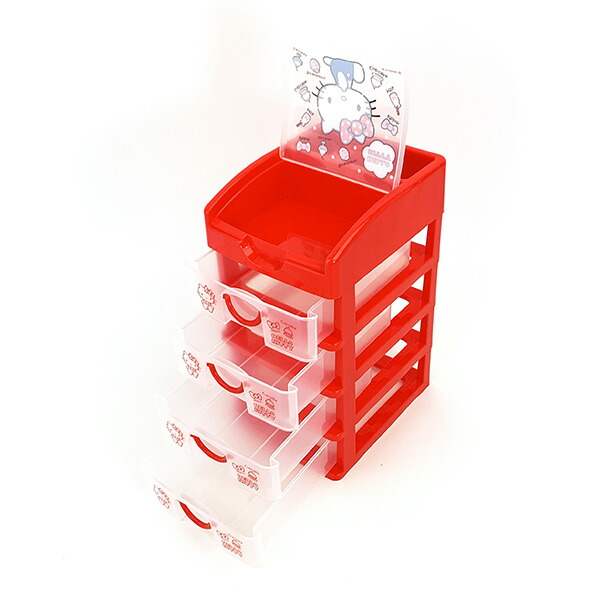 サンリオ ハローキティ 4段チェスト 小物入れ 収納 インテリア レッド