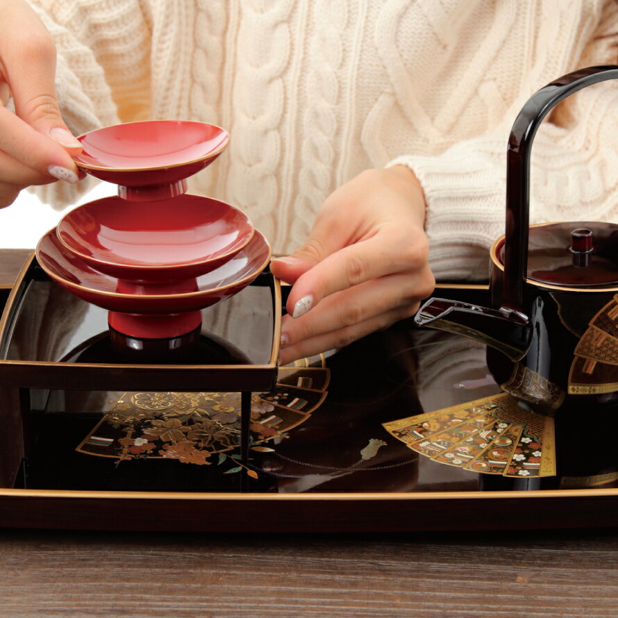 屠蘇器 お屠蘇セット 本漆塗り 桐箱 楽山 木製 お屠蘇セット 屠蘇器