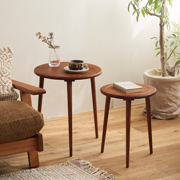 楽天市場】ネストテーブル RattanMix／RD 円形 ヴィンテージレッド