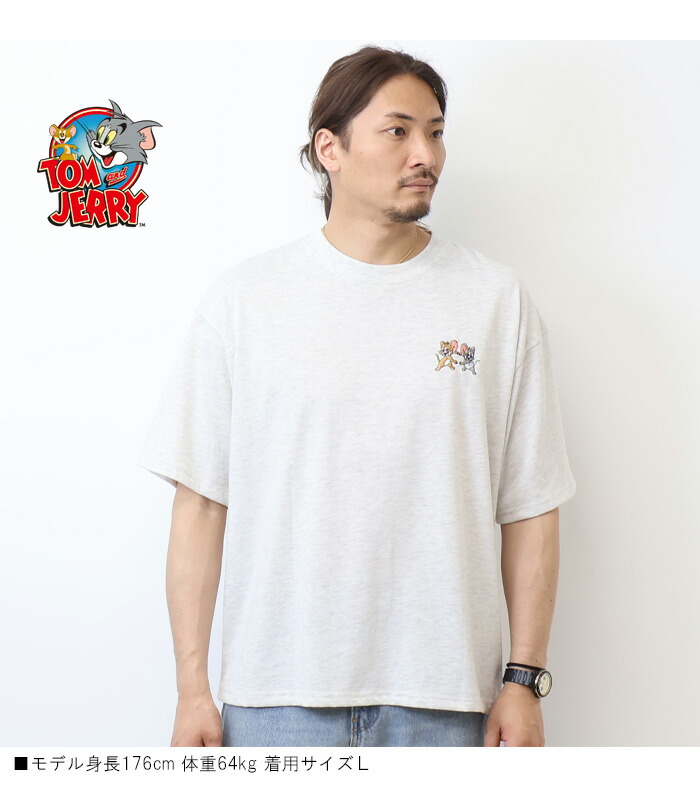 楽天市場】トムとジェリー サガラ刺繍 半袖Tシャツ 半T メンズ