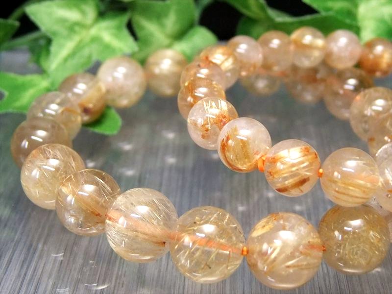 3A タイチン有り ゴールドルチルクォーツ ブレスレット 7mm-7.5mm×26珠