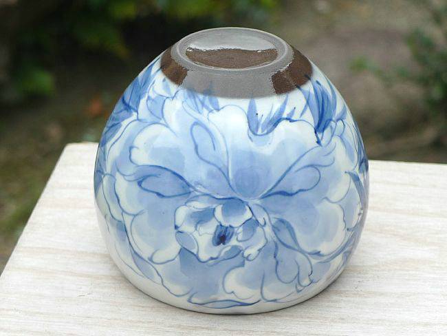 牡丹染付玉湯呑 陶あん - 京焼清水焼 松韻堂