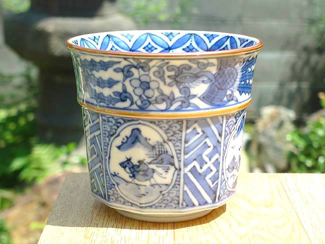 ☆ 平安瑞古 京焼 祥瑞湯呑 京焼・清水焼 鳳山 染赤捻