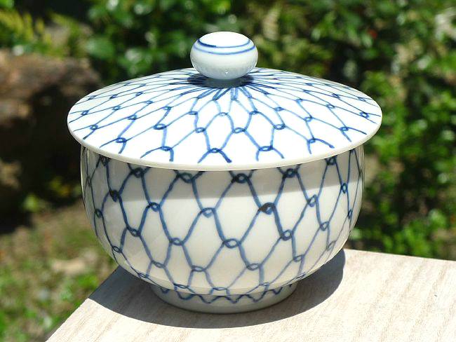 染付網目蓋付汲出碗 芳山 - 京焼清水焼 松韻堂