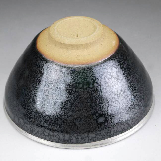 油滴天目茶碗 覆輪銀塗仕上げ 桶谷定一 - 京焼清水焼 松韻堂