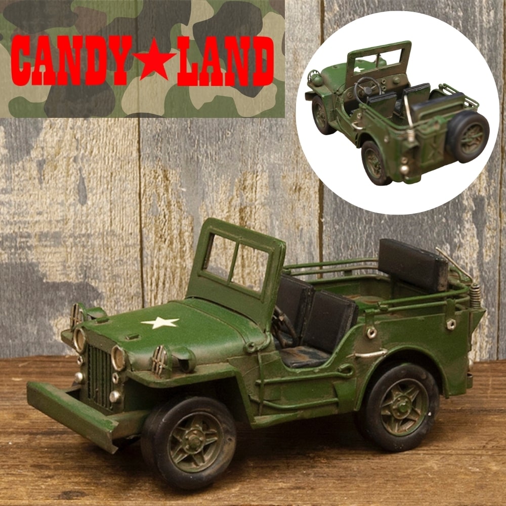 昭和40年代ブリキ軍用ジープとフィギュア2体