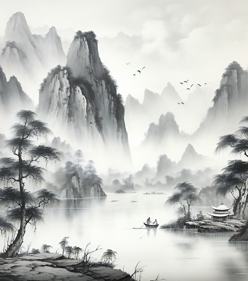 墨絵 水墨画 山水画 【厚浦】 墨絵 水墨画 山水画 【厚浦】 雪舟 水墨