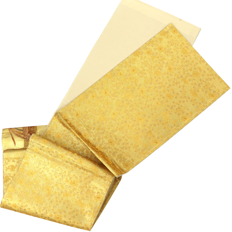 中古】 刺繍 袋帯 フォーマル ふくろ帯 正絹 お太鼓柄 金 切りバメ