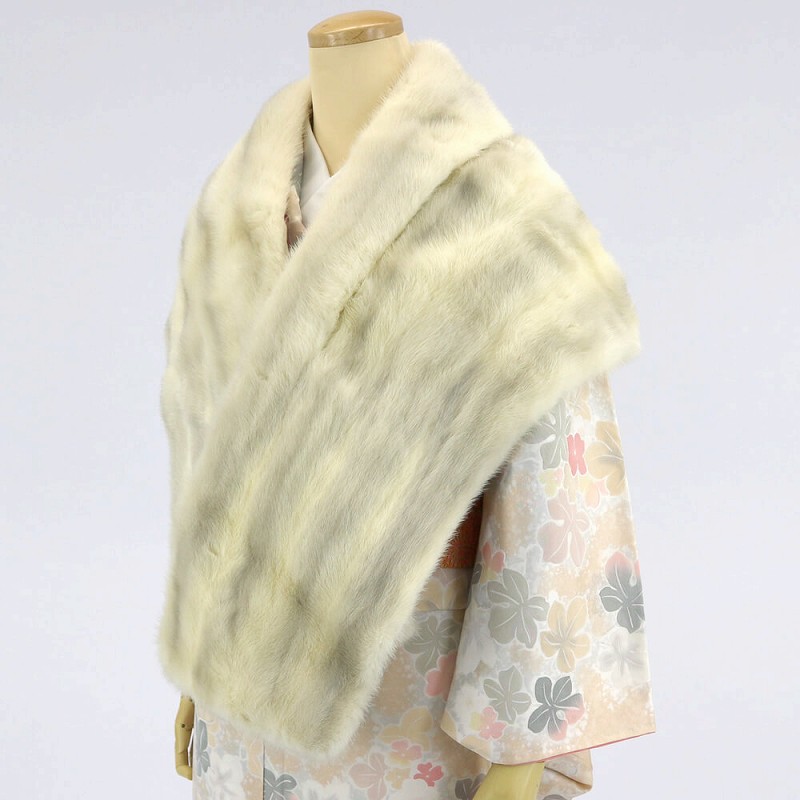 中古】 ミンクショール ホワイト きもの用 着物用 リサイクル 送料無料