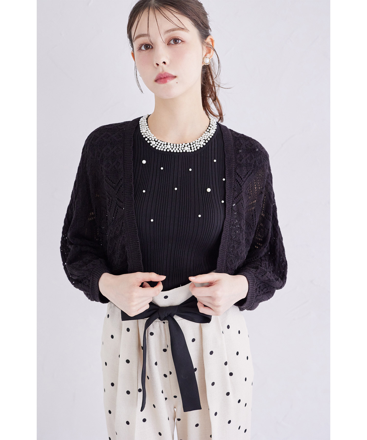 カギ編みスカラップニットボレロ