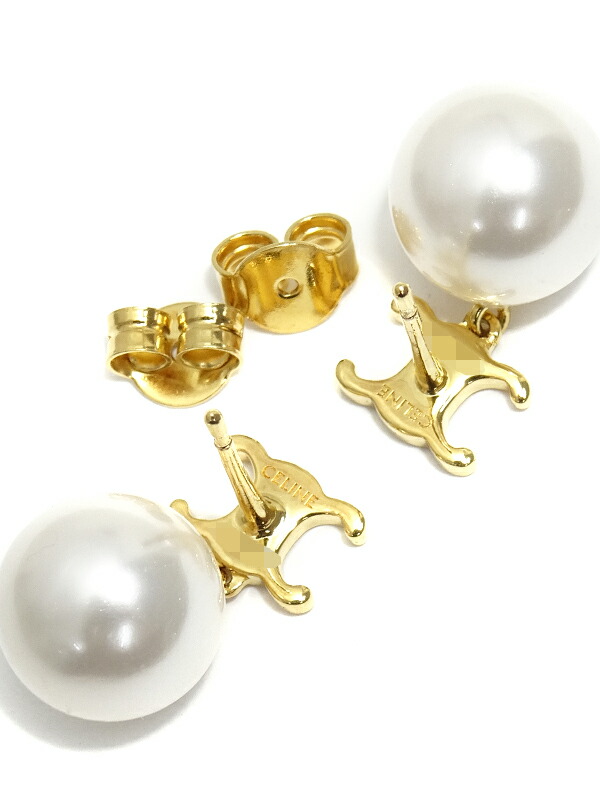 CELINE】セリーヌ『トリオンフ グラスパール ピアス』1週間保証【中古