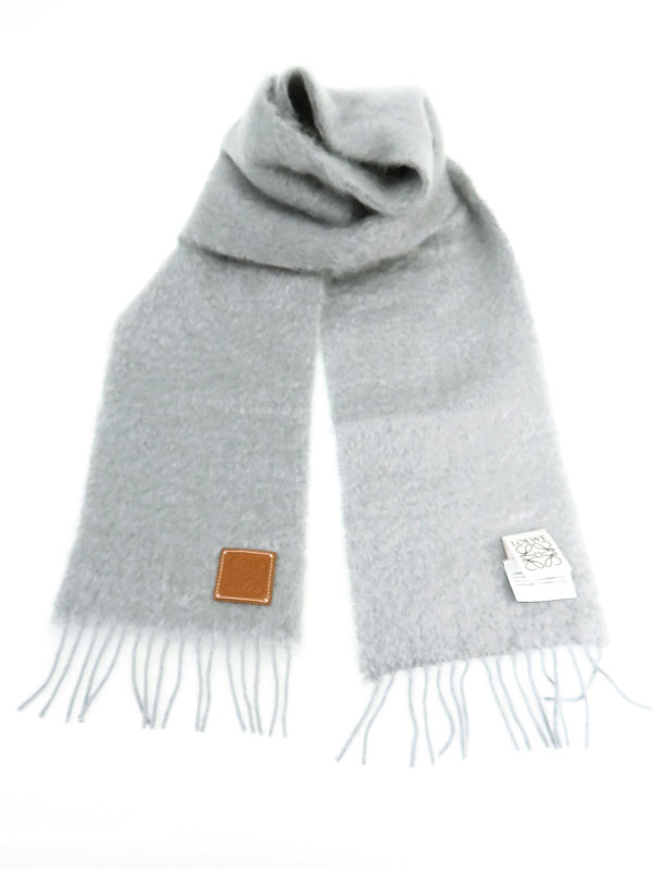 LOEWE グレー マフラー ウール モヘア