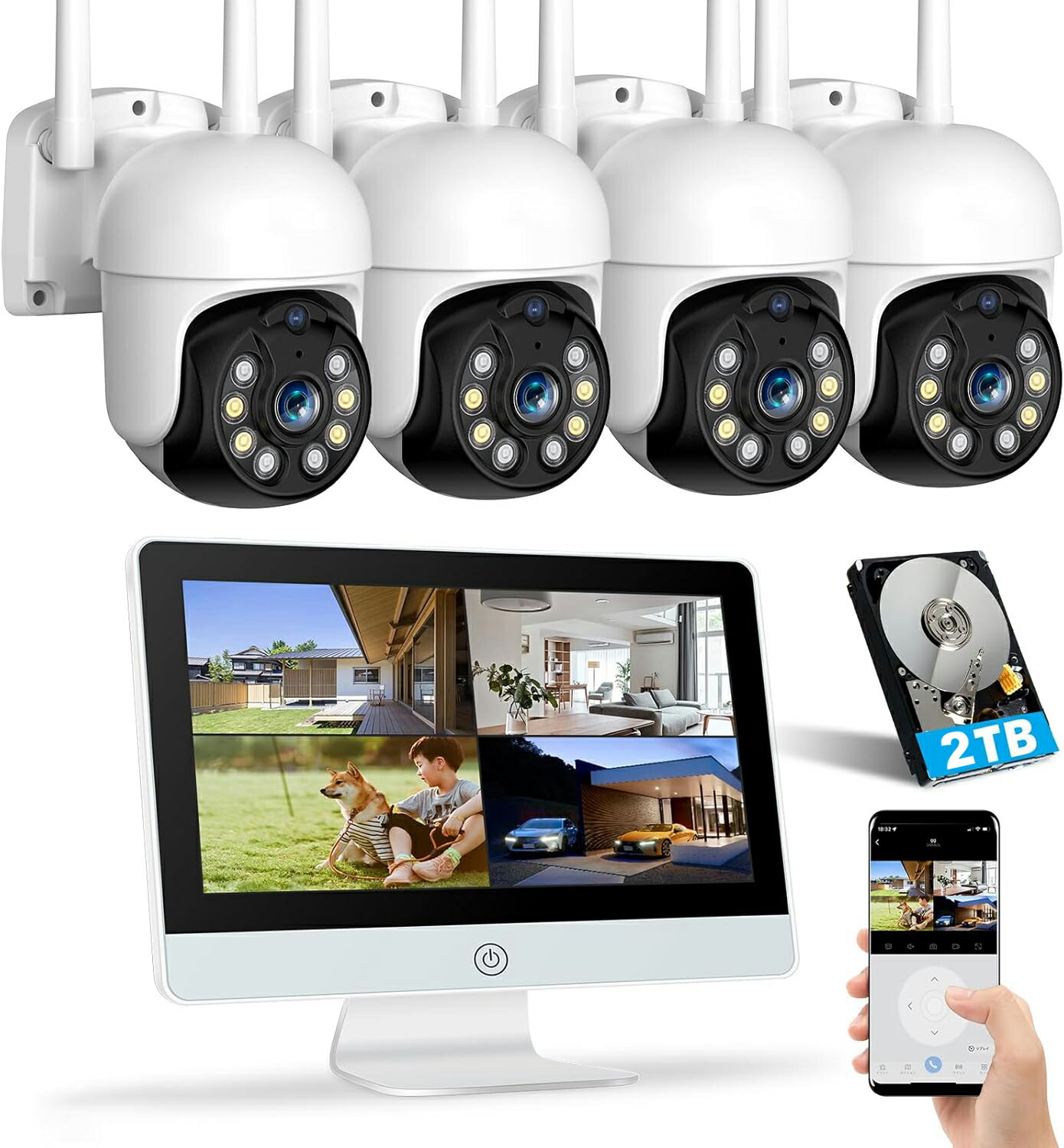 楽天市場】☆限定12％OFFクーポン！☆ 【4台セット・PTZ360°】防犯