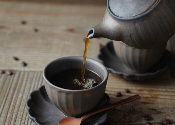 益子焼 コーヒーポット ギフトセット【☆カップ＆ソーサー2客】ビジュ