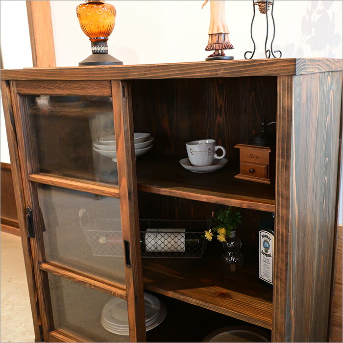 楽天市場】昭和初期 アンティーク ガラスキャビネット レトロガラス