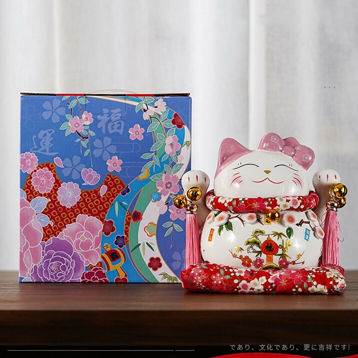 楽天市場】招き猫 貯金箱 白磁 陶磁工芸品 置物 雑貨 レトロ