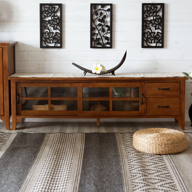 楽天市場】ローボード テレビ台 ワイド 木製 引き出し ガラス扉 幅