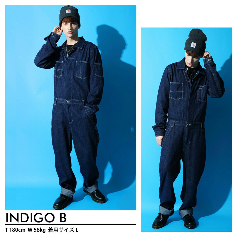 楽天市場】つなぎ メンズ デニム オールインワン【 送料無料 】全6色