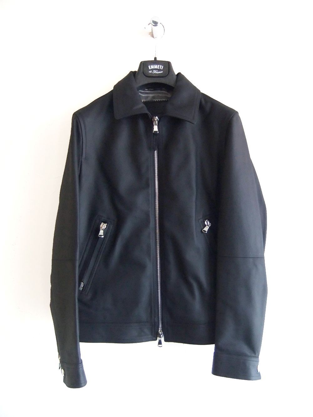 EMMETI GIACOMO 襟付きラムレザージャケット 46 EMMETI エンメティ