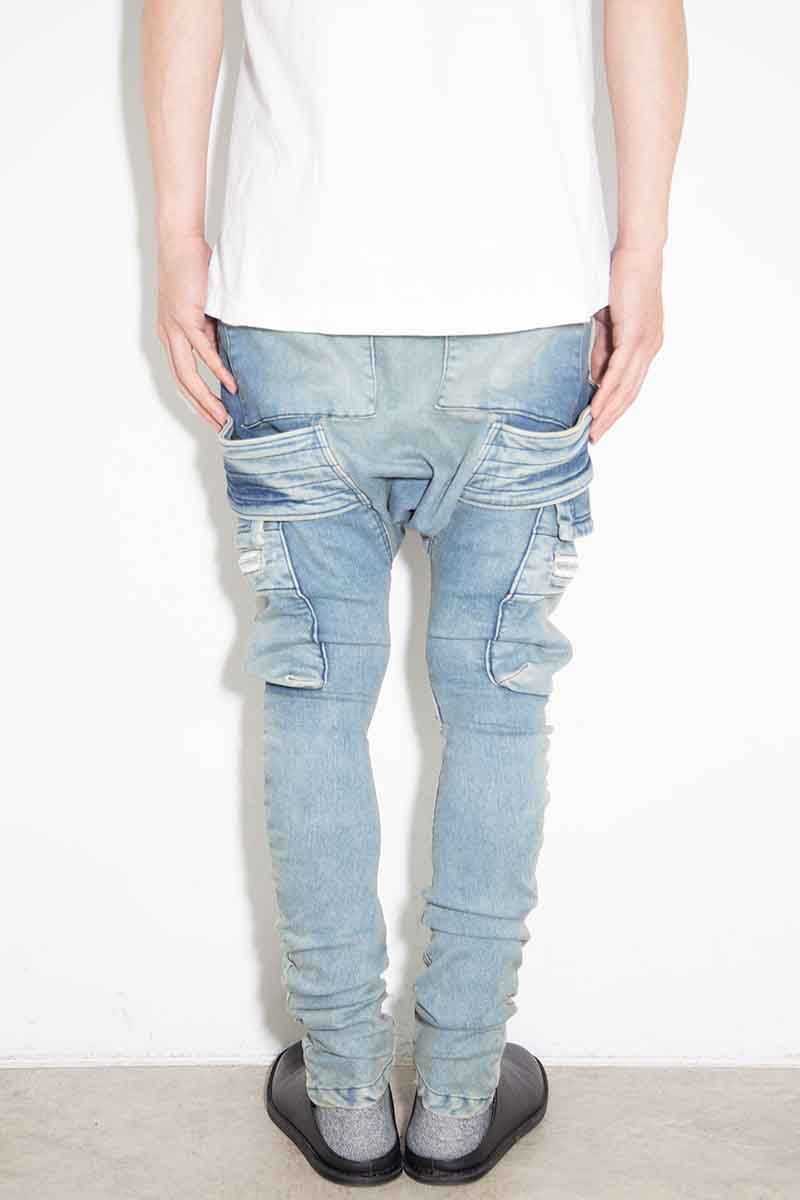 A.F ARTEFACT - サルエルカーゴスキニーデニム / Indigo Denim Cargo