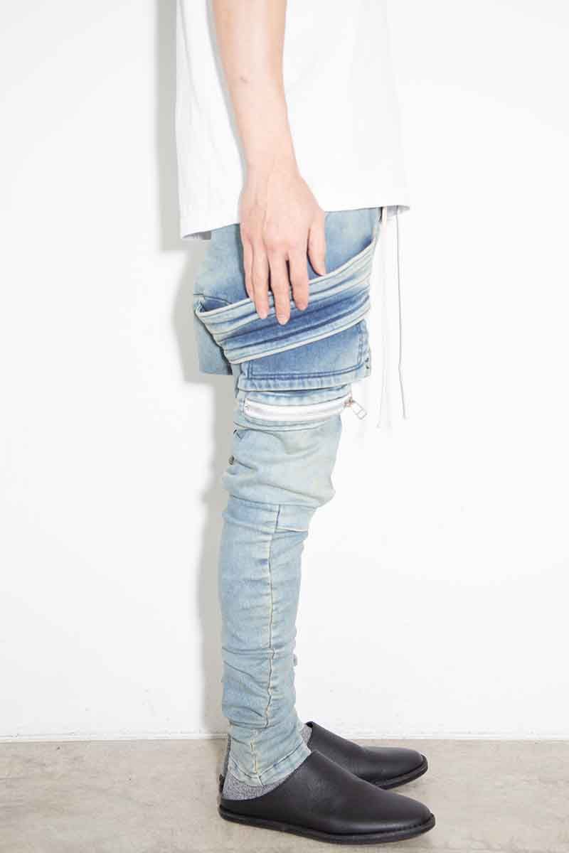 A.F ARTEFACT - サルエルカーゴスキニーデニム / Indigo Denim Cargo