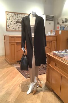 Theory - ダブルフェイスロングコート (ブラック) ウール / リラクシー