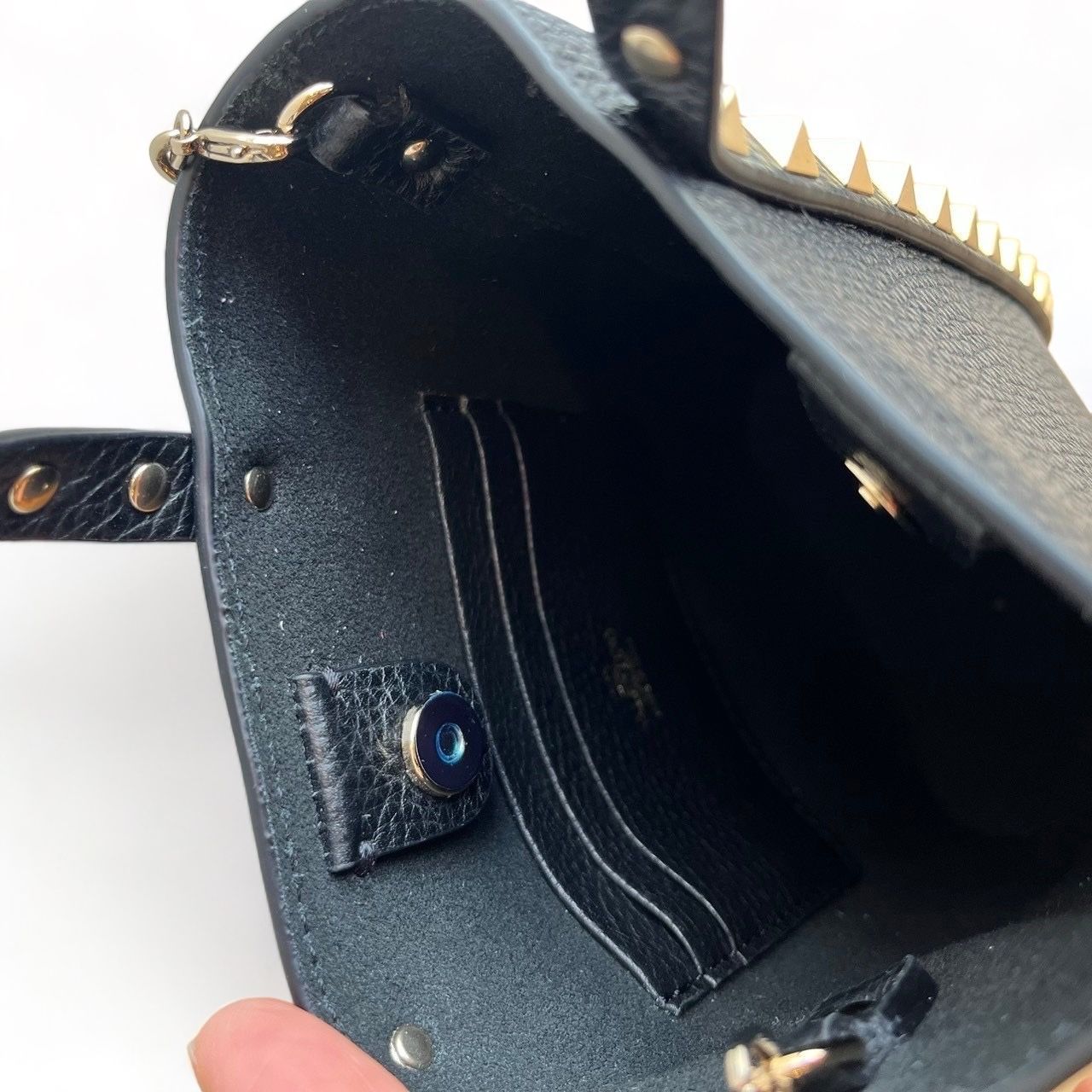 VALENTINO - ロックスタッズ グレインカーフスキン チェーンポーチ