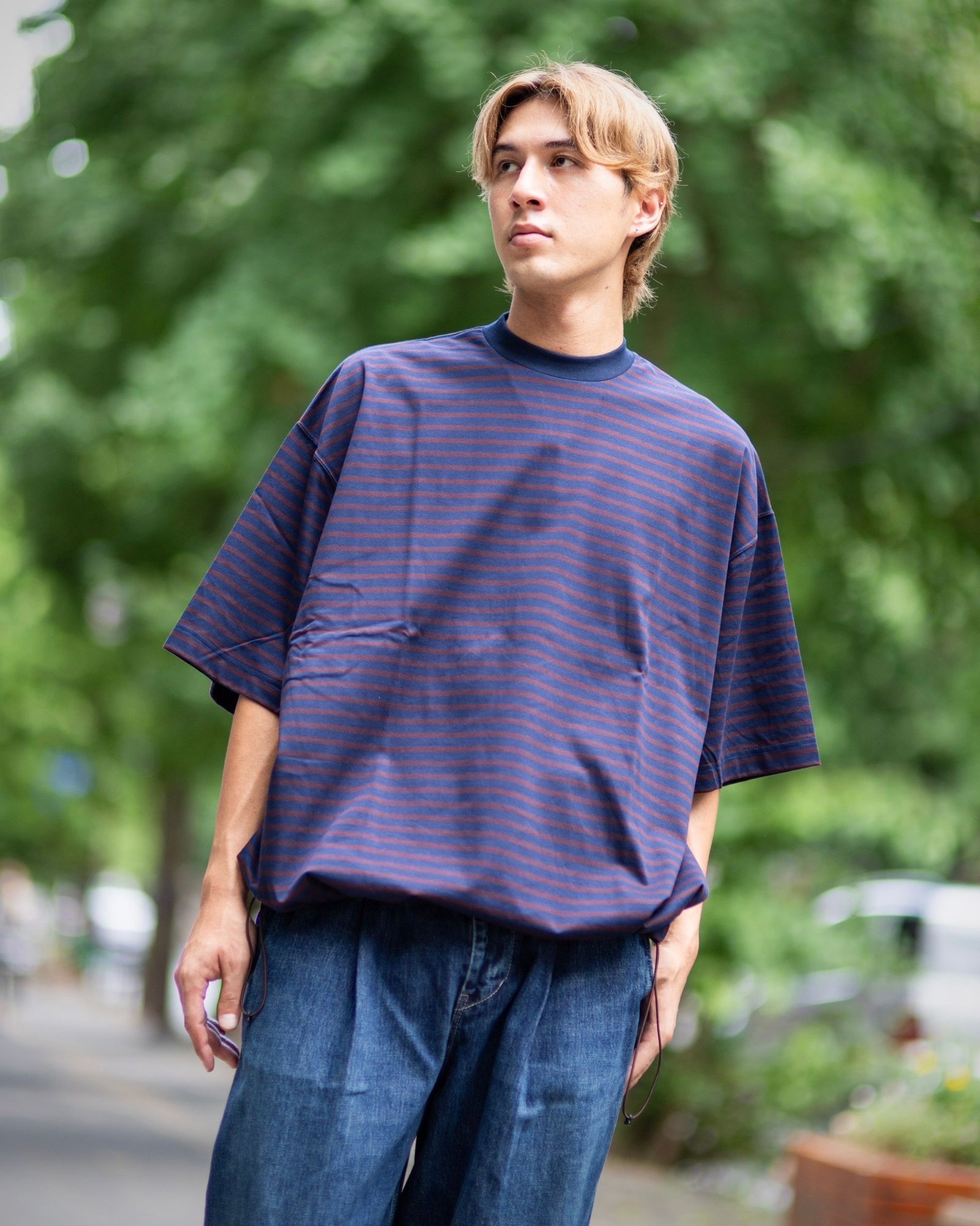 is-ness - イズネス24AW BALLOON STRIPES T SHIRT(31SSSH05-2)NAVY