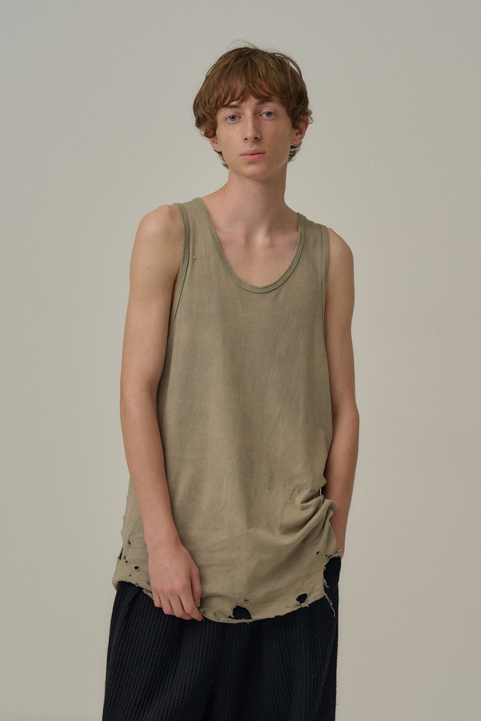 ANCELLM - DAMAGE TANK TOP | GRAY | タンクトップ | NapsNote