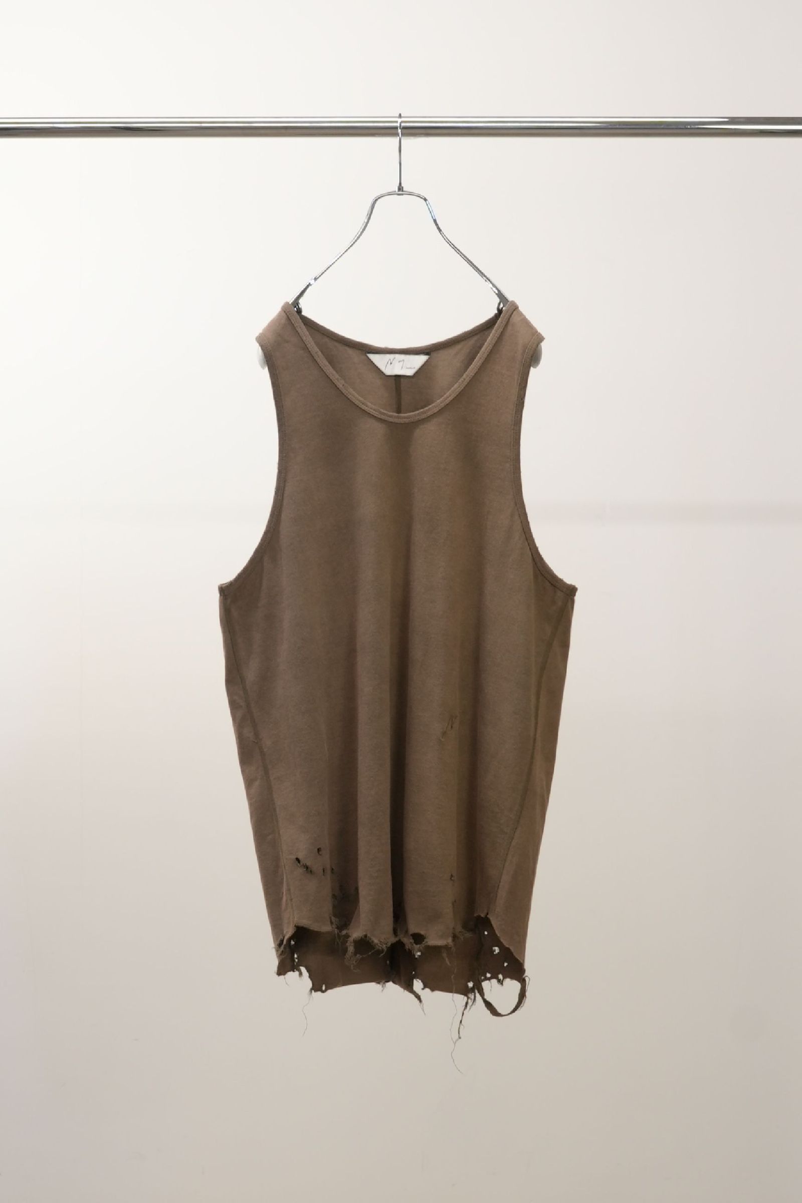 ANCELLM / 25SS/DAMAGE WAFFLE TANKTOP/タンクトップ/1/コットン/GRY