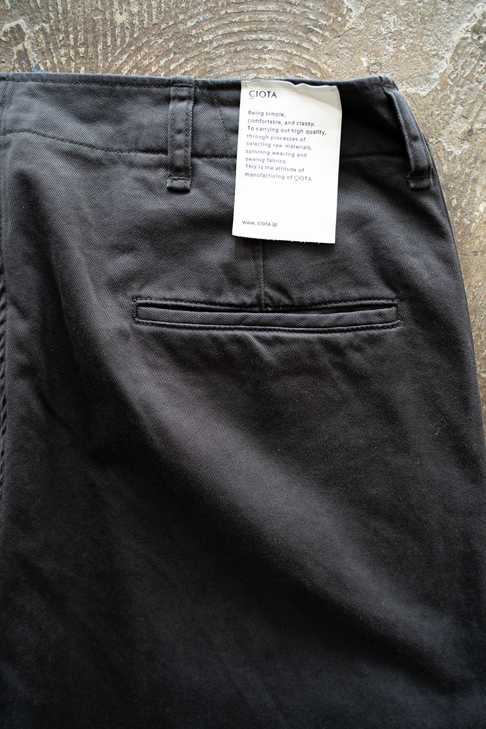 CIOTA - 【ラスト1点】【22AW】スビンコットンウエポンチノパンツ