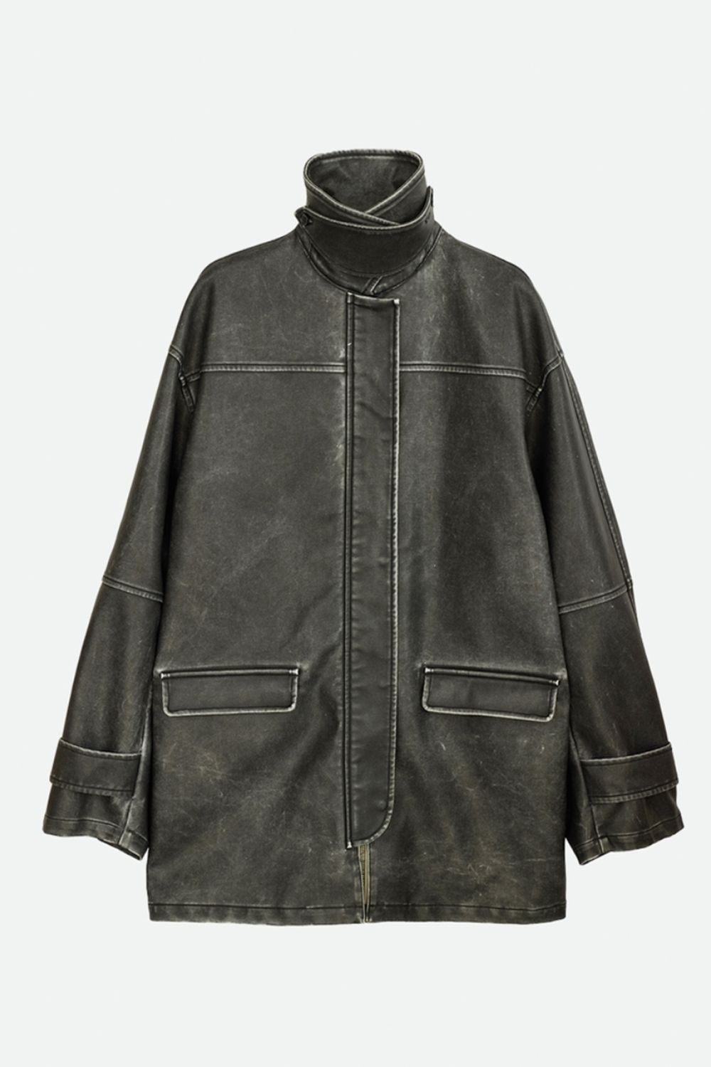 NOUNLESS - CRASH FAKE LEATHER JACKET (NOIR) / クラッシュフェイク