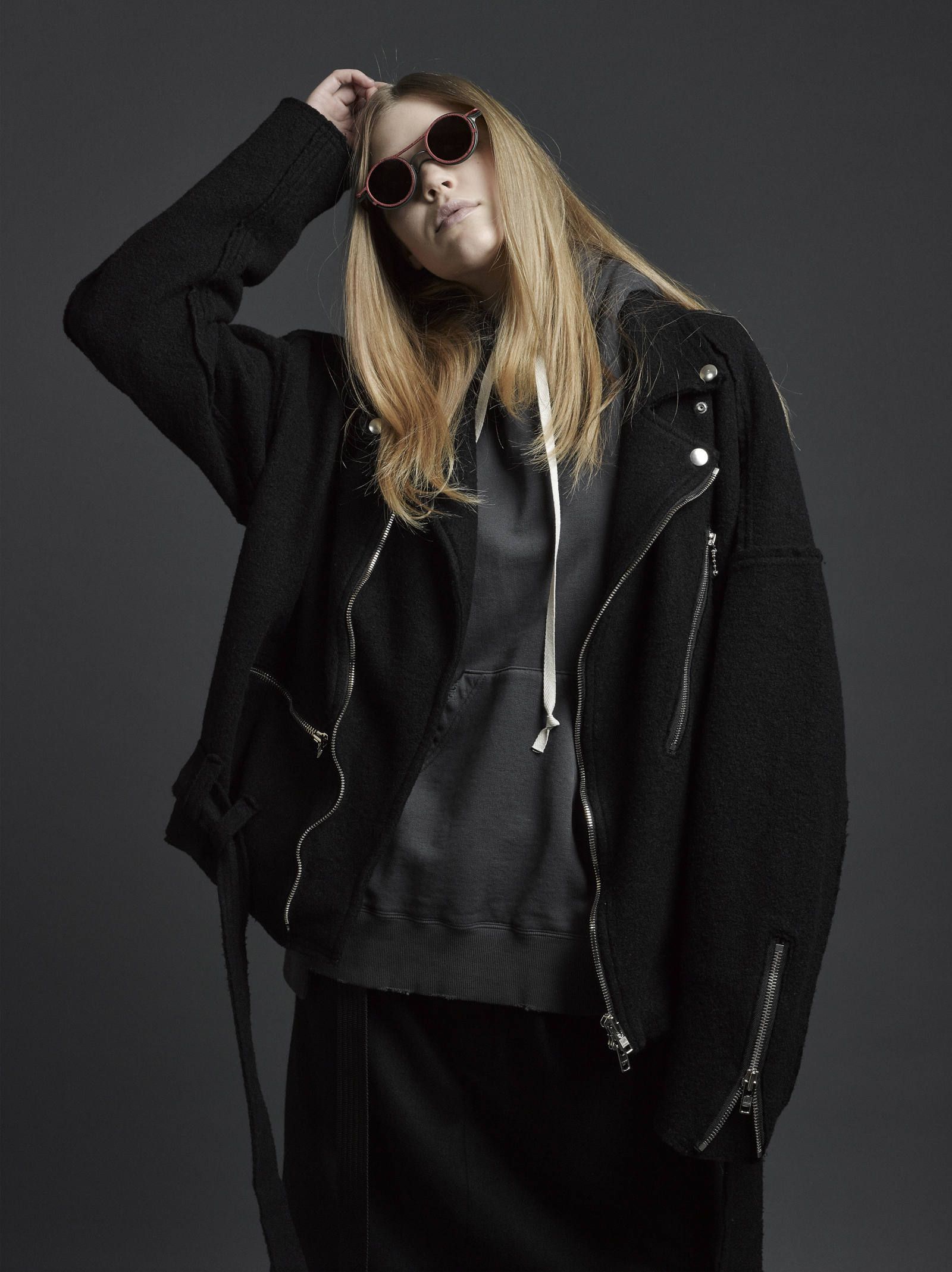 ジャケット・アウター The Viridi-anne calf skin zip riders The