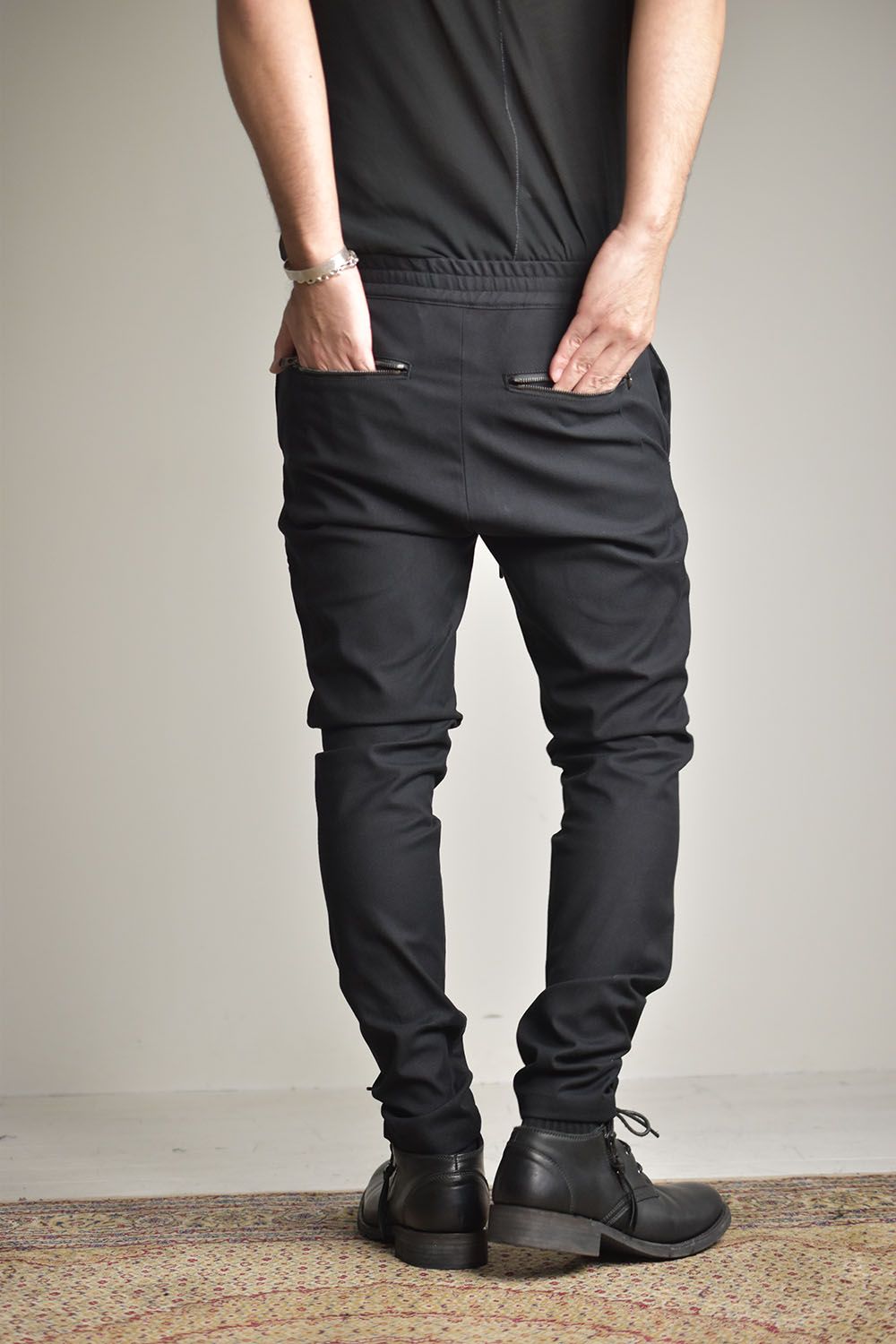 美品】BACKLASH ストレッチコットン セミサルエルパンツ L ブルー 美品