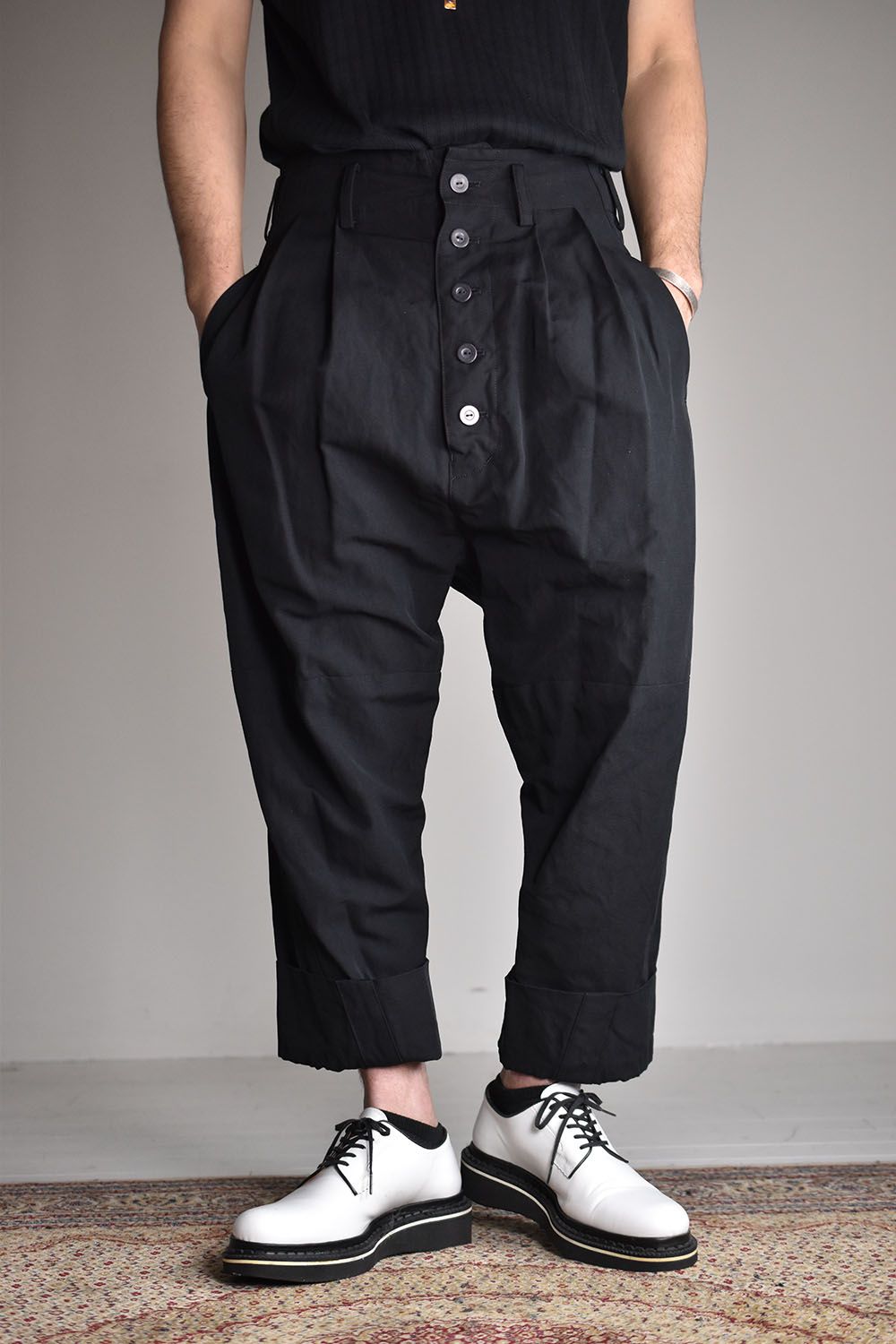 nude masahikomaruyama 黒 サルエルパンツ リネン100 nude