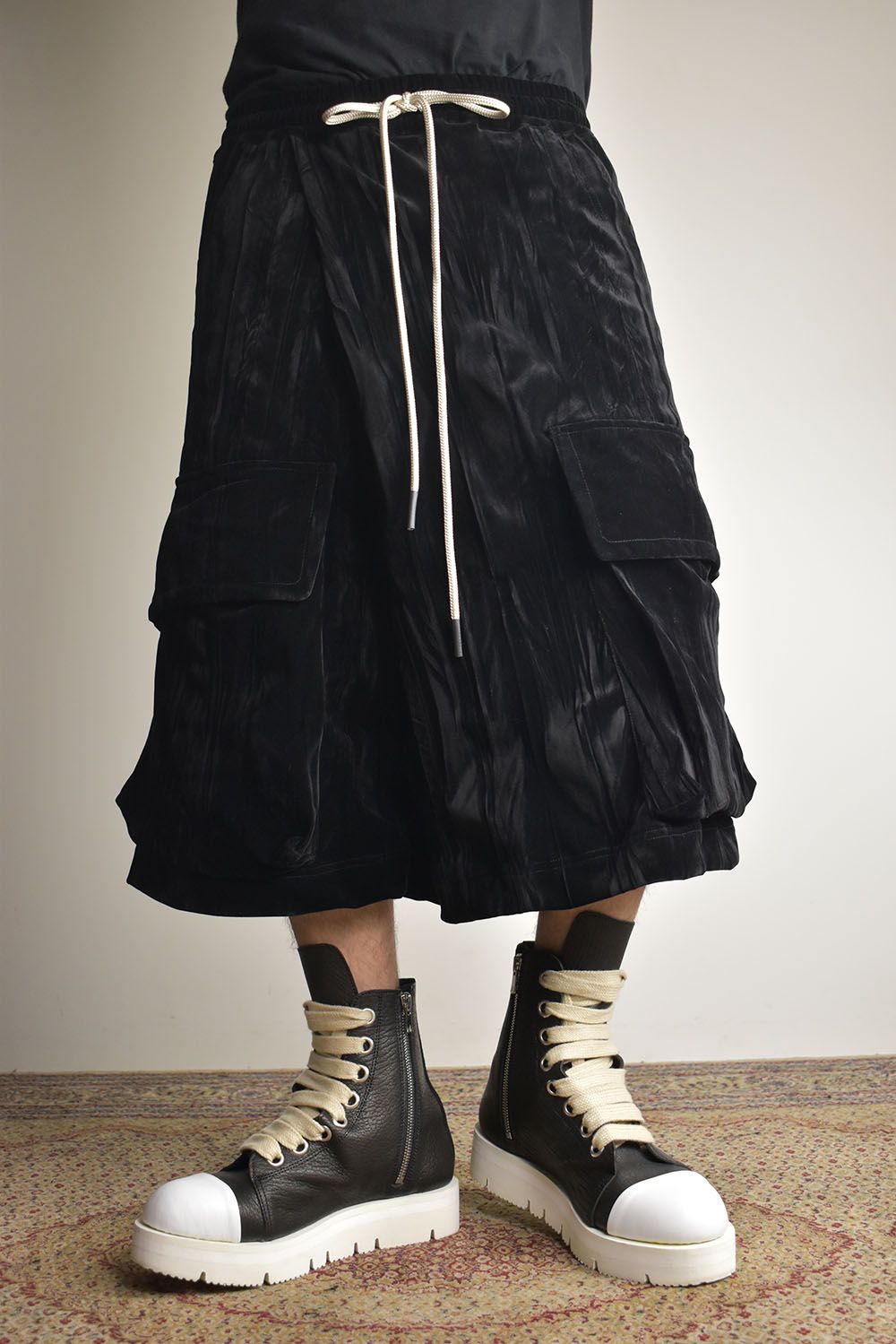 A.F ARTEFACT - Washer Velour Wrap Skirt Pants