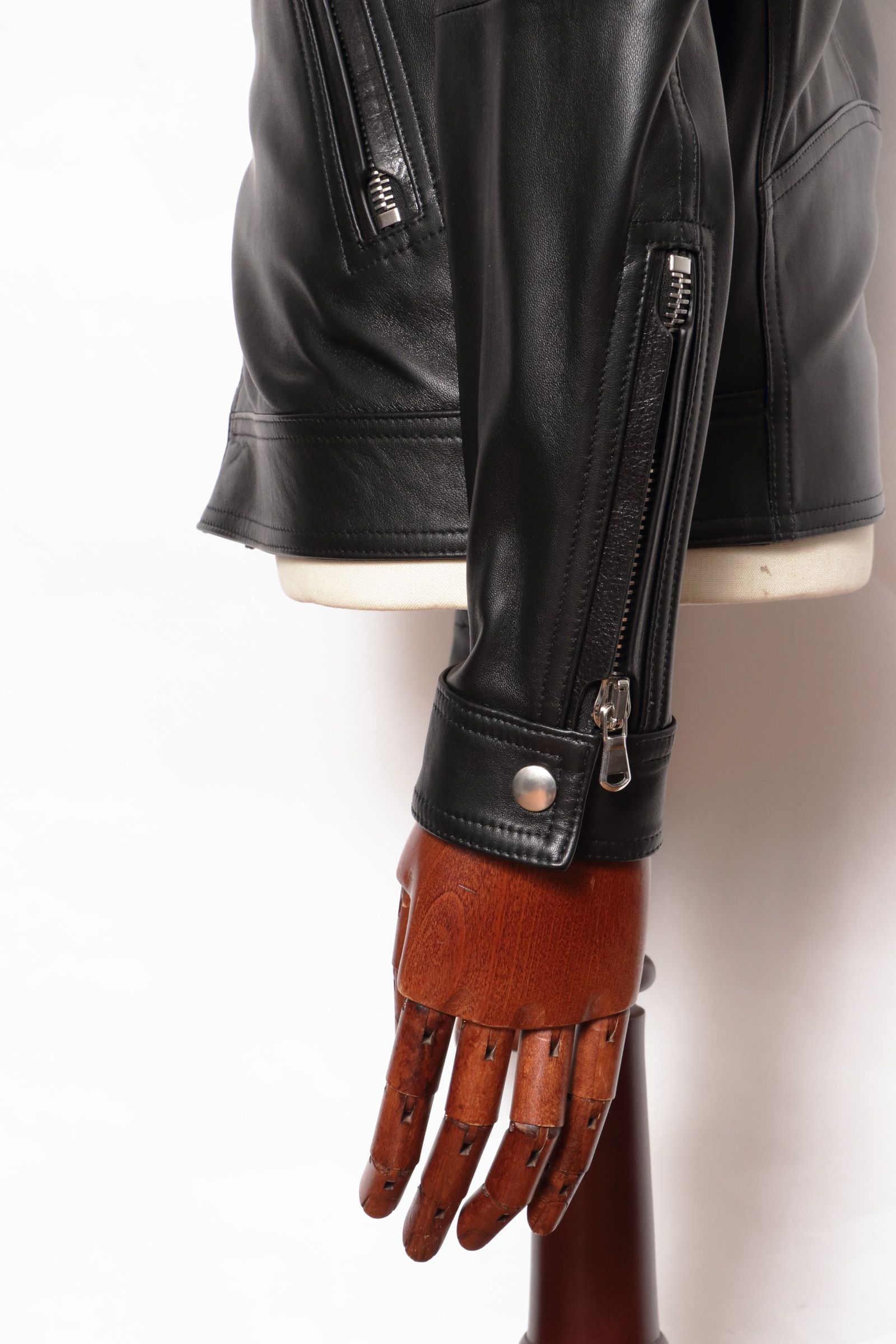 EMMETI - GABRIELE ラムスキン ナッパレザー ダブル ライダース レザー