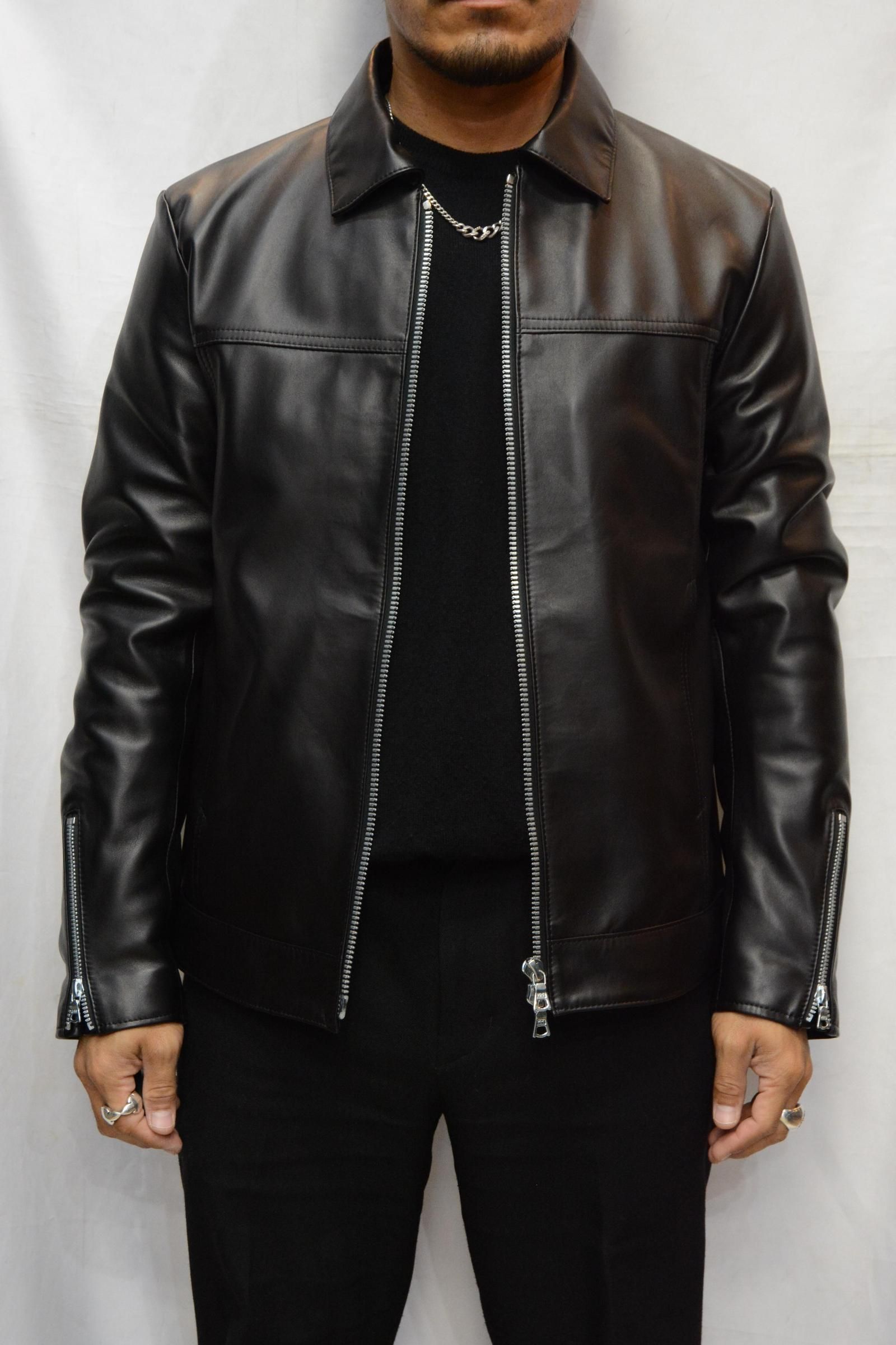 ISAMU KATAYAMA BACKLASH - スペインラムレザー 襟付きシングル