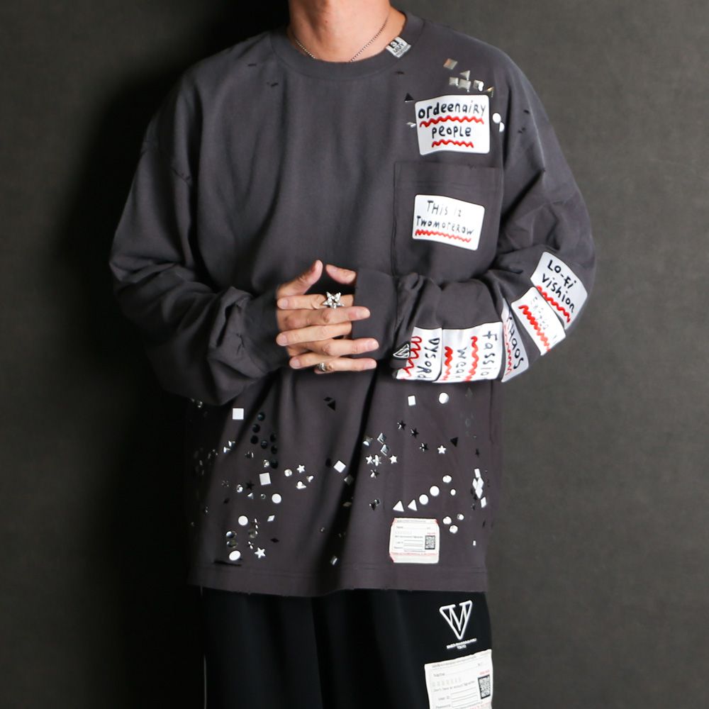 Maison MIHARA YASUHIRO - Embellished Sticker Long Sleeves Tee