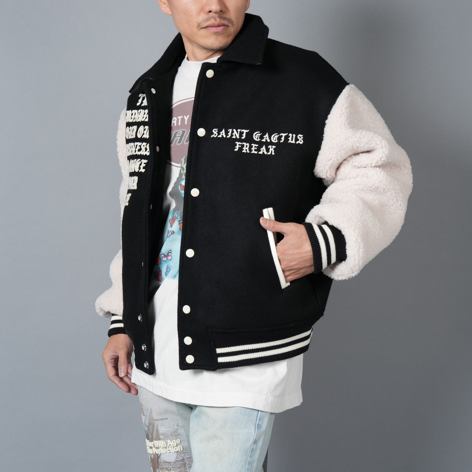 ずっと真夜中でいいのに。VARSITY JACKET(Navy) L ずっと真夜中でいい