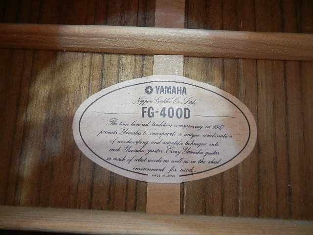 YAMAHA.FG-400Dベージュラベル、トップ単板。 YAMAHA.FG-400Dベージュ