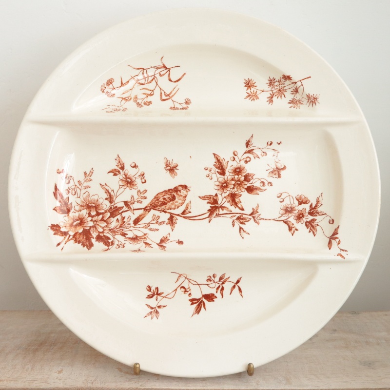 イギリスアンティーク アスパラガスプレート ブルー＆ホワイト