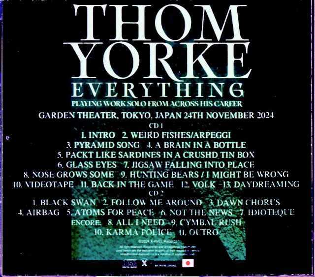 トムヨーク THOM YORKE 2024 TOUR ポスター Thom Yorke (2CDR) Light