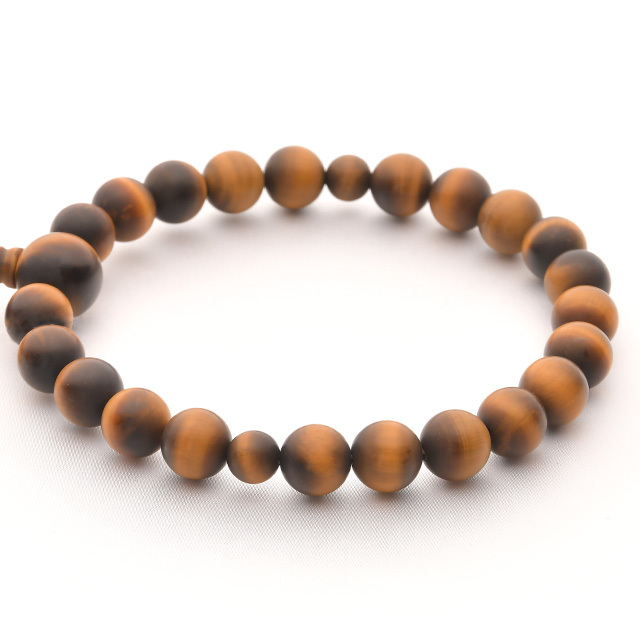 男性用数珠 つや消虎目石 正絹頭付房