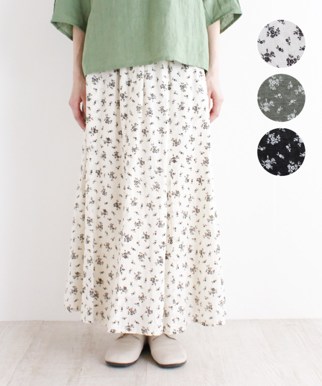 nofl】リネン花柄スカート 644204730 | ナチュラル服通販サイト nofl
