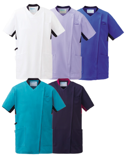 988 男女兼用スクラブジャケット半袖 4D FITT(動体裁断) KAZEN(カゼン)