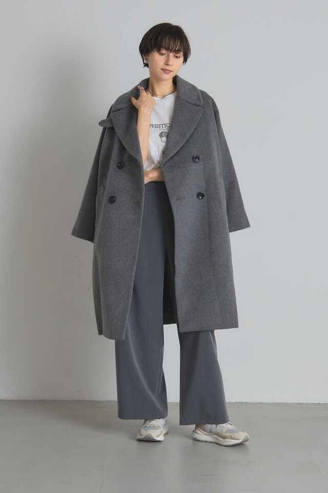 ウール混ビッグカラーチェスターコート