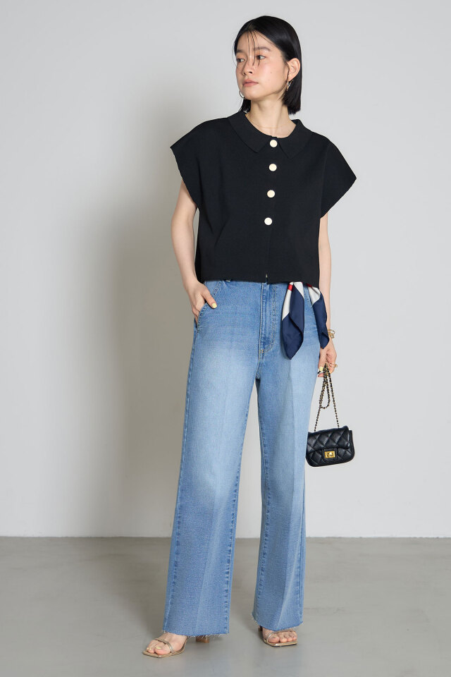 林田岬優さん着用】センタープレスカットオフデニムパンツ