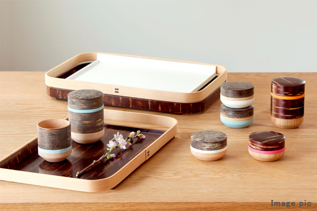 桜皮(かば)細工 内塗り硯箱 花籠細工 秋田県角館伝統工芸品秋田の伝統